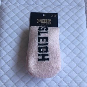 NWT PINK VS “Sleigh What” cozy crew socks